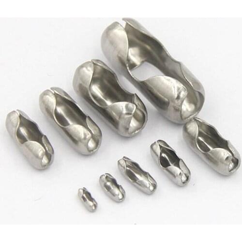 100 Pieces 316L Stainless Steel Ball Chain Connectors Fit For 1.5mm / 2.0mm / 2.4mm / 3.2mm Beaded Chain DIY Jewelry Findings