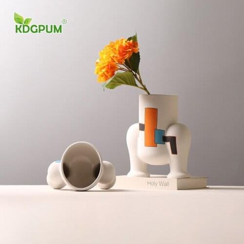 Modern Handmade Ceramic Capsule Male Vase Color Matching Personality Niche Hand-painted Frosted Nordic Home Decoration Ornaments