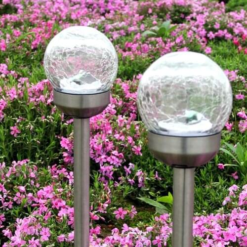 Lawn Lamp Stigma Art Light 2pcs LED Solar Glass Ball Fence Lamps Outdoor Lighting For Garden Courtyard Pathway Patio Decoration