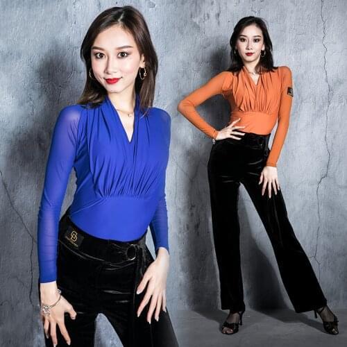 Latin Dance Tops Women Leotard Dancing Jumpsuit Modern Tops Standard Ballroom Dance Shirt Professional Practice Latin Tops L2862