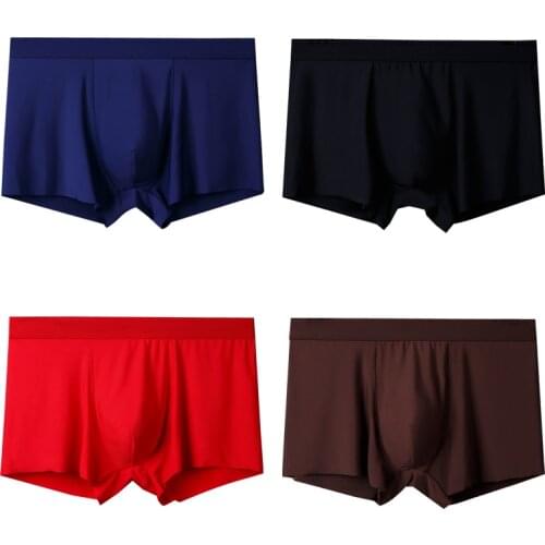 4pcs/lot Male Panties nylon UnderPants Men Boxers seamless sexy ice silk Man Short Breathable