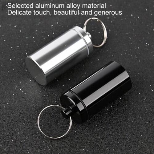 Waterproof Aluminum Alloy Pill Box Case Bottle Cache Drug Holder Container Keychain Medicine Box Health Care Outdoor Supplies