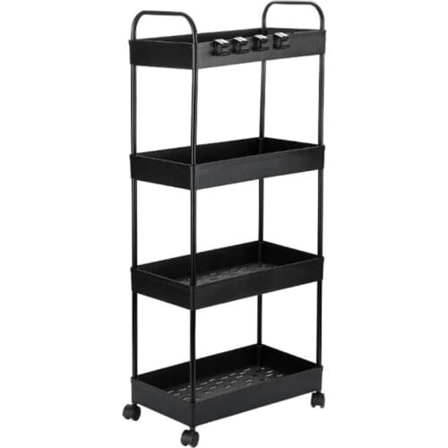 Rolling Storage Cart 3/4 Tier Mobile Shelving Unit Bathroom Carts with Handle for Kitchen Laundry Room