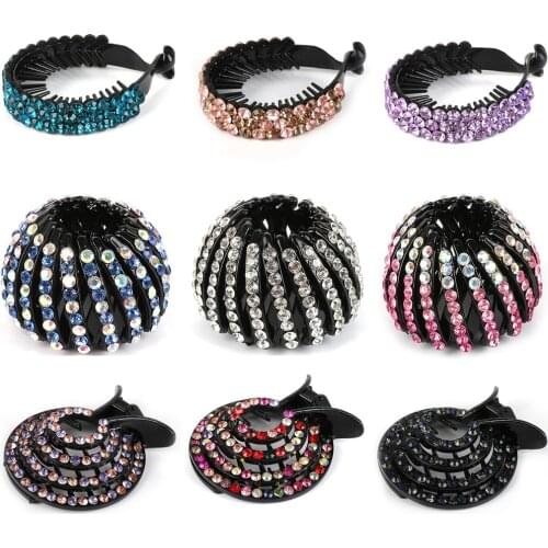 Women Hair Clips Crystal Bird Nest Hair Claw Bun Maker Hairgrip Hairpins Girls Ponytail Holder Clamps Headwear Hair Accessories