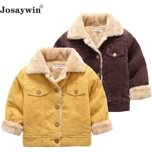 Winter Children Jacket Coat Baby Kids Corduroy Warm Fleece Parkas Fur Turn-down Collar Student Coat for Boys Girl Snow Outerwear