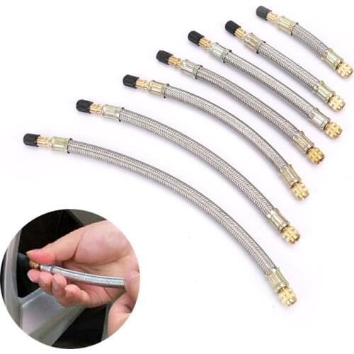 1PC Universal Car Stainless Steel Extended Nozzle Braided Wheel Tire Tyre Valve Extension Adapter 10/12/15/16/18/21/25cm