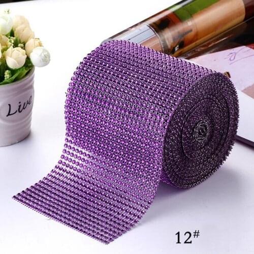 1Yards 4.75" Width Purple Sparkling Diamond Mesh Wrap Crystal Rhinestone Ribbon Wedding Home Decoration DIY Accessories