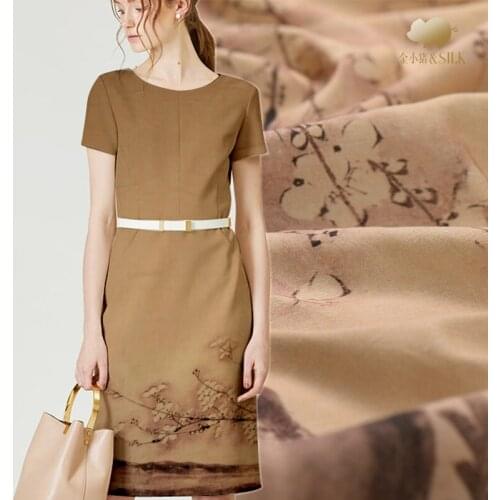 130cm heavy silk linen fabric 35mm digital printed chinese silk fabric clothing dress natural linen fabric wholesale linen cloth