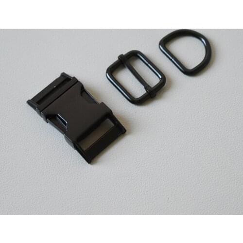 20 Set (Metal Buckle+Adjust Buckle+D Ring/Set) Manufacturer Zinc Alloy 25mm Black High Quality Plated