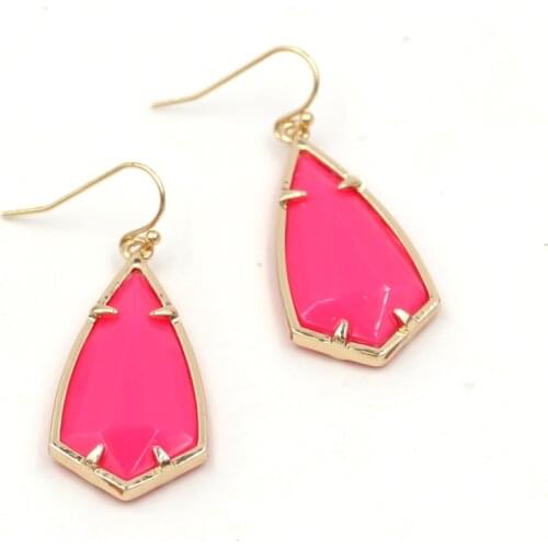 2021 New Multi Color Resin Stone Inlay Kite Shape Hot Fashion Dangle Earrings
