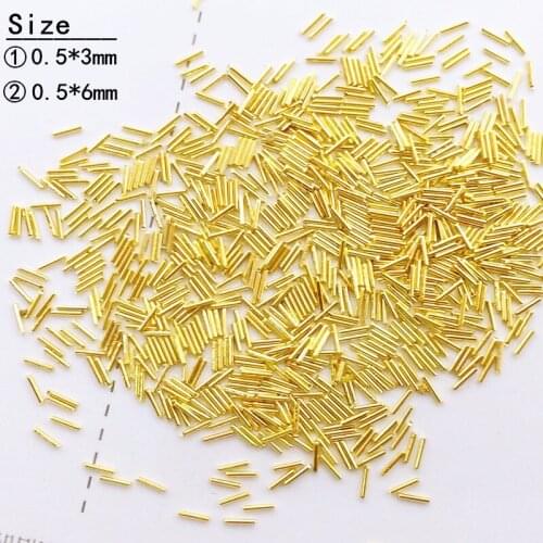500Pcs/Lot 3mm 6mm Gold Silver Mini Fine Straight Rods Rivet Studs Metal Alloy Nail Art Decorations 3D Nail Sticker for Manicure