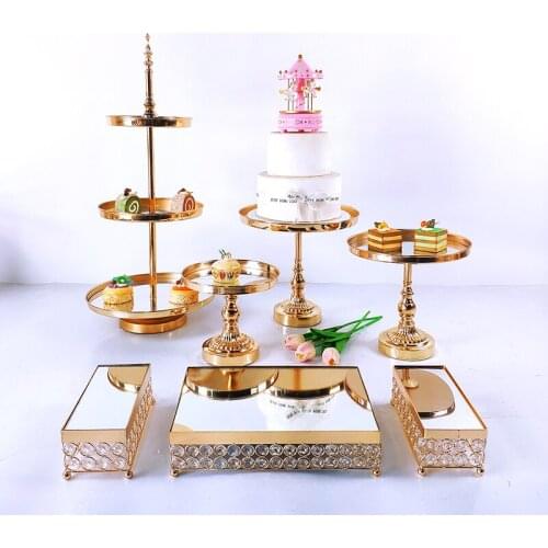 7-16 PC Crystal Metal Wedding Fruit Cake Stand Rack Set Festival Party Display Tray Cupcake Stand