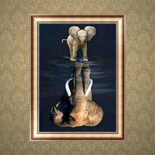 Elephant Reflection 5D Diamond Painting Embroidery Cross Stitch Home Decor DIY