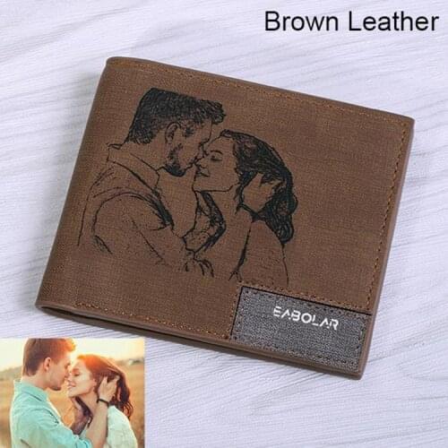 Amxiu Customized Family Lovers Picture And Text Frosted Mens Wallet Short Multifunctional Fashion Wallet Gift