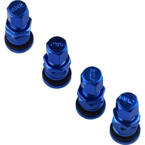 Auto Car Wheel Tire Valve Stem W/ Dust Cap Aluminum Alloy Blue 4Pieces