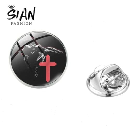 SIAN Hot Sale Singer The Weeknd X.O Brooches Cross Sign Music Star Figure Pattern Multistyle Glass Cabochon Bag Shirt Lapel Pins