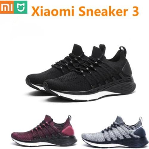 Xiaomi Mijia Sneaker 3 Mens Running Shoes 3 Uni-moulding 2.0 Fishbone Lock System Elastic Knitting Vamp Shock-absorbing Sole