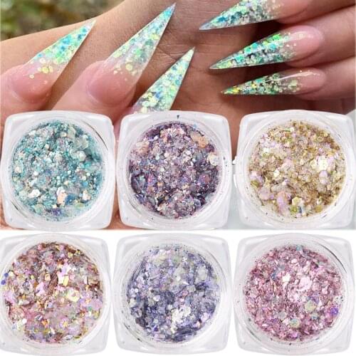 Glitter Nail Art Powder Flash Dust Ultraviolet Gel Polished Chrome Pigment Sequins Broken Piece Nail Tips Nail Glitter Powder