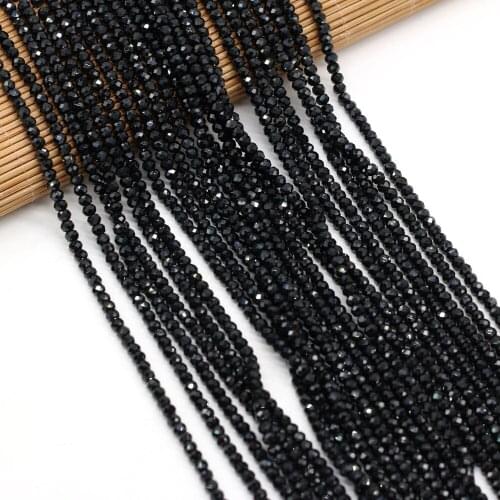 Natural Stone Beads Semi-precious stones Round Faceted Black SPINEL Beaded For Jewelry Making DIY Bracelet Necklace Accessories