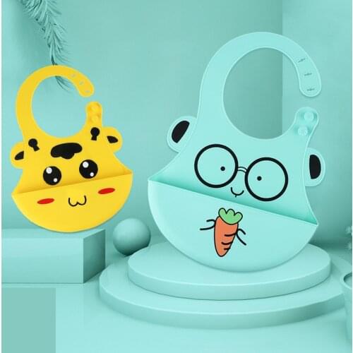 1pcs Baby Bib Food Grade Silicone Drool Bib Soft And Comfortable Saliva Towel Oil-Proof Lunch Baby Bib Adjustable