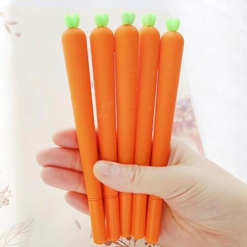 Jonvon Satone 2pcs/4pcs/5pcs Neutral pen Cute Cartoon Lifelike CarrotBlack Ink 0.38mm Student Gel Pen Stationery School Supplies