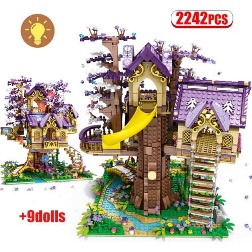 City Tree Street View Model Brick LED String House Figures DIY Building Blocks Educational Friends Toys for Children Gifts