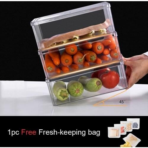 Refrigerator Storage Box Refrigerator Storage Box With Handle For Freezer Kitchen Transparent Food Cabinet Fresh-keeping bag