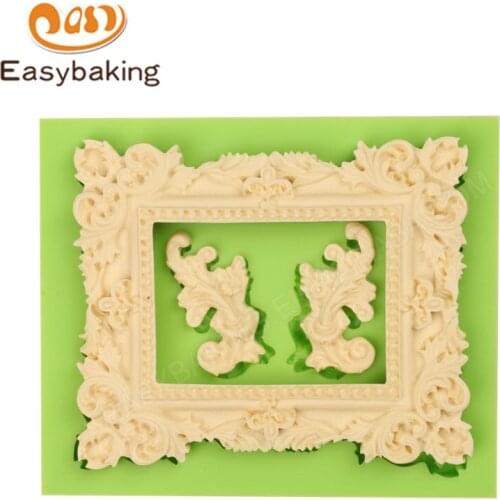 Beautiful Rectangle Shaped Mini Leaves Frame Silicone Mold Fondant Cake Decoration 3D Mould Upper-end Product