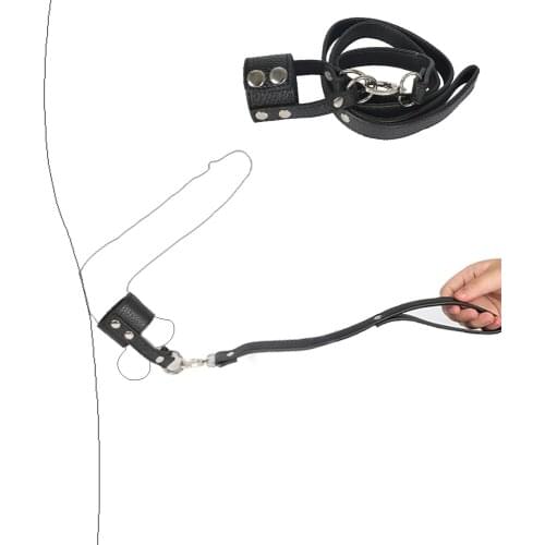 Ball Stretcher With Leash,Penis Ring Erection Impotence Sex Aid Chain Leash,Leather Cock Ring Ball Stretcher Bondage Restraints