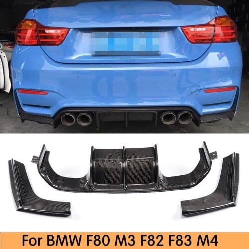 M3 M4 Carbon Fiber Rear Bumper Diffuser With Splitter for BMW F80 M3 F82 F83 M4 2012 - 2019 3Pcs/Set