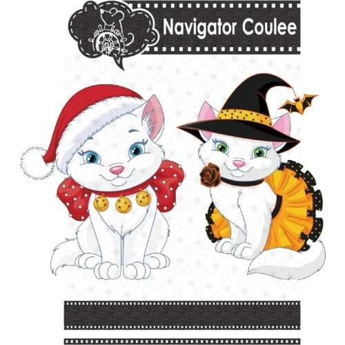 Christmas cute cat metal cutting mold and stamp scrapbook decoration DIY crafts layered drawing photo album embossed card ideas