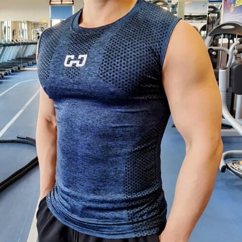 Mens Quick Dry Running Vest Fitness Tight Sleeveless Tops Gym Compression Tank Tops Workout Muscle Vest