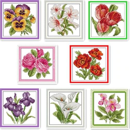 Joy Sunday Small Printed Cross Stitch Kit Flowers Pattern 11&4CT Cross Stitch Kits Art Crafts Embroidery DIY Handmade Home Decor