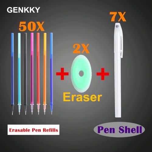 59PCS Erasable Pen Refill Set Pen Shell Washable Handle 0.5mm 7colors ink Erasable Pens Refill Rod For School Office