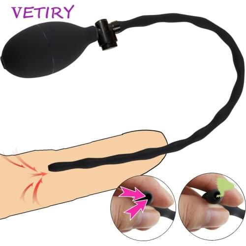 VETIRY Inflatable Penis Plug Horse Eye Silicone Urethra Catheter Sound Dilator Masturbator Sex Toy For Mens Penis Insert Device
