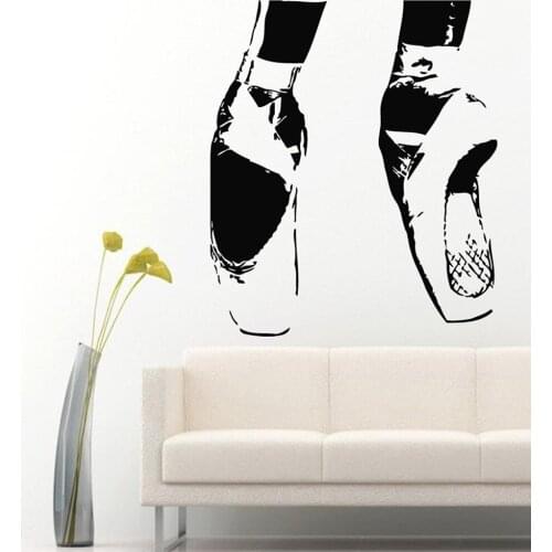 Ballerina Wall Decals Sport People Girl Pointes Ballet Shoes Wall Stickers Dance room Girs Room Decoration Vinyl Sticker C669