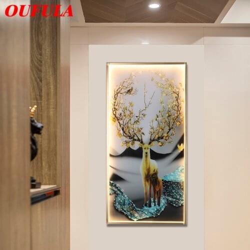 OUFULA Wall Sconces Lamps Contemporary Deer Figure LED Rectangle Mural Light Creative For Home