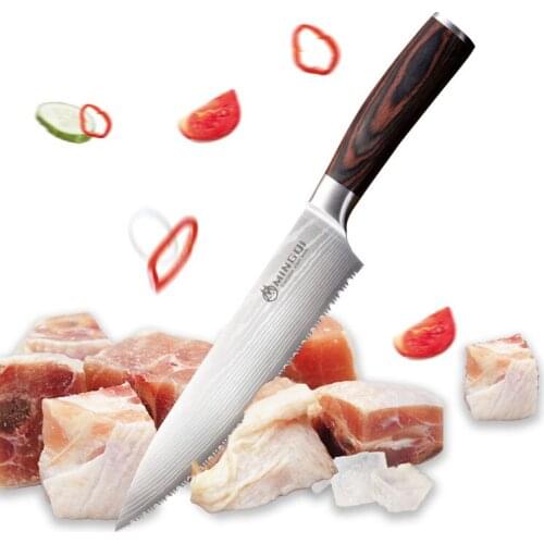 Newest 8 Inch Steak Barbecue Knives 5Cr15MoV High Carbon Steel Cleaver Frozen Meat Bread Kitchen Knives Very Sharp Cooking Tools