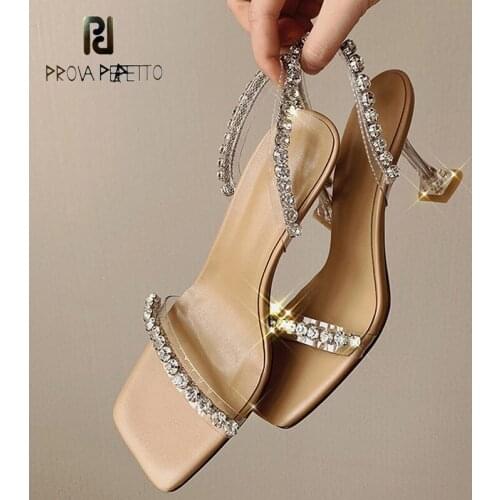 2021 new fashion open-toed stiletto sandals and slippers with rhinestone transparent sweet high-heeled sandals for women