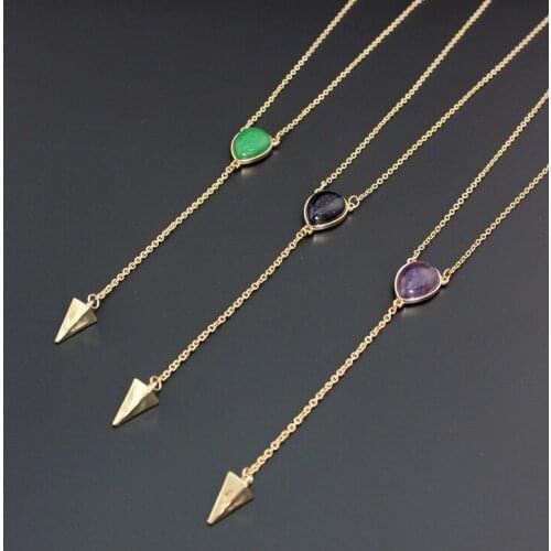 Rivert Necklace Jewelry Marble Teardrop Stone Y Shaped Pendant Necklace for Women