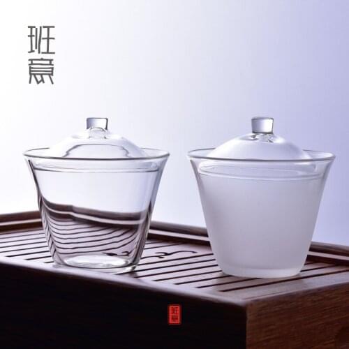 Simple Japanese cloud glass cover bowl cup heat-resistant handmade Kungfu tea bowl tureen transparency teacup