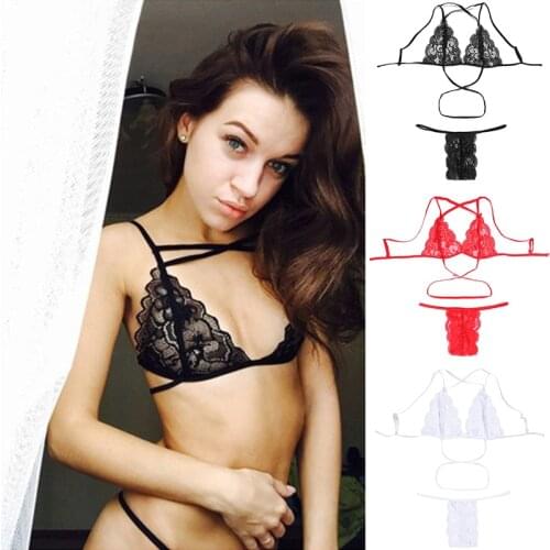 Sexy Transparent Lace Bra And Panty Set Women Seamless Embroidery Sexy Lingerie Set Breathable Wireless Underwear Ladies Bra Set