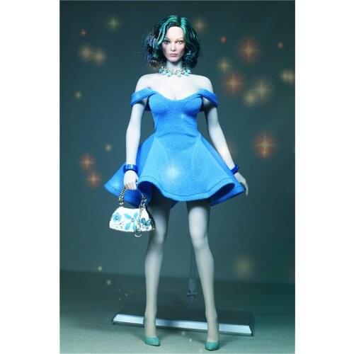 TBLeague 1/6 Scale Strapless Blue Dress Model Morning Glory for 12in Action Figure Phicen Collection