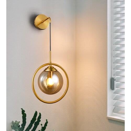 Modern Amber Glass Wall Lamp Nordic Led Wall Light Fixtures for Home Decor Corridor Bedroom Bathroom Mirror Lights Indoor light