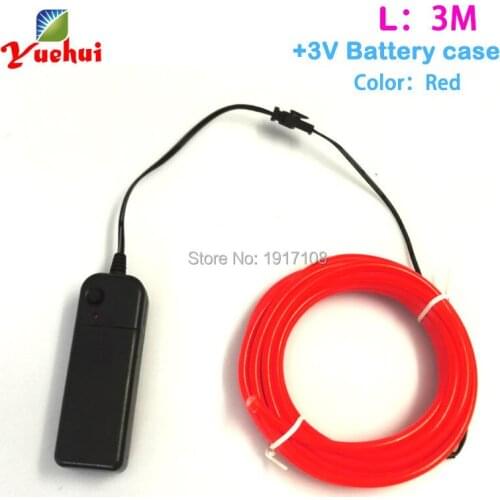 360 degrees of illumination Brand New 10 COLOR 5.0mm 3Meter Flexible EL Wire Neon LED Glow Light DC-3V House Car Party decor