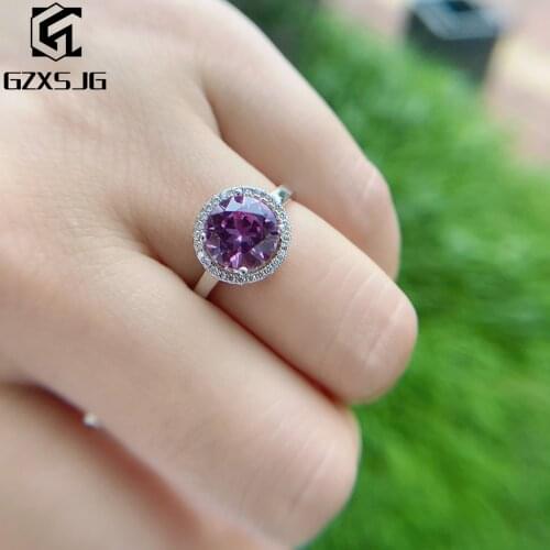 GZXSJG 46# Corundum Gemstones Ring for Women Solid 925 Sterling Silver Wedding Engagement Bride Unique Gift Fine Jewelry