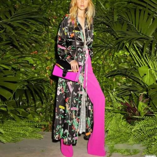 2021 spring summer women new dress quality runway letters plant printed dress with sashes new design dress