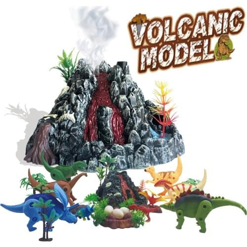 ZK30 Dinosaur Volcano Eruption Set Toy Spray Volcano Model with Light Simulation Scene Toys Realistic Model Action Gifts for Kid