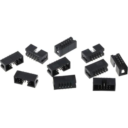 10 Pcs DC3 10 Pin 2x5 Pin Double Row 2.54mm Pitch Straight Pin Male IDC Box Header Connector L15
