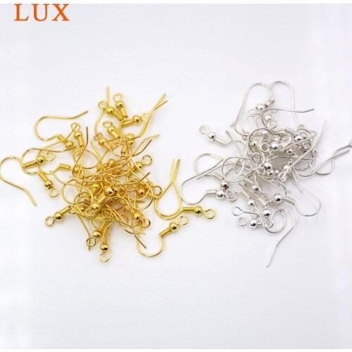 10 Pieces Lead Free Polish Silver Gold Plated Fish Hooks Ear Wire Findings With Loop Ring DIY Making Jewelry Earrings Supply